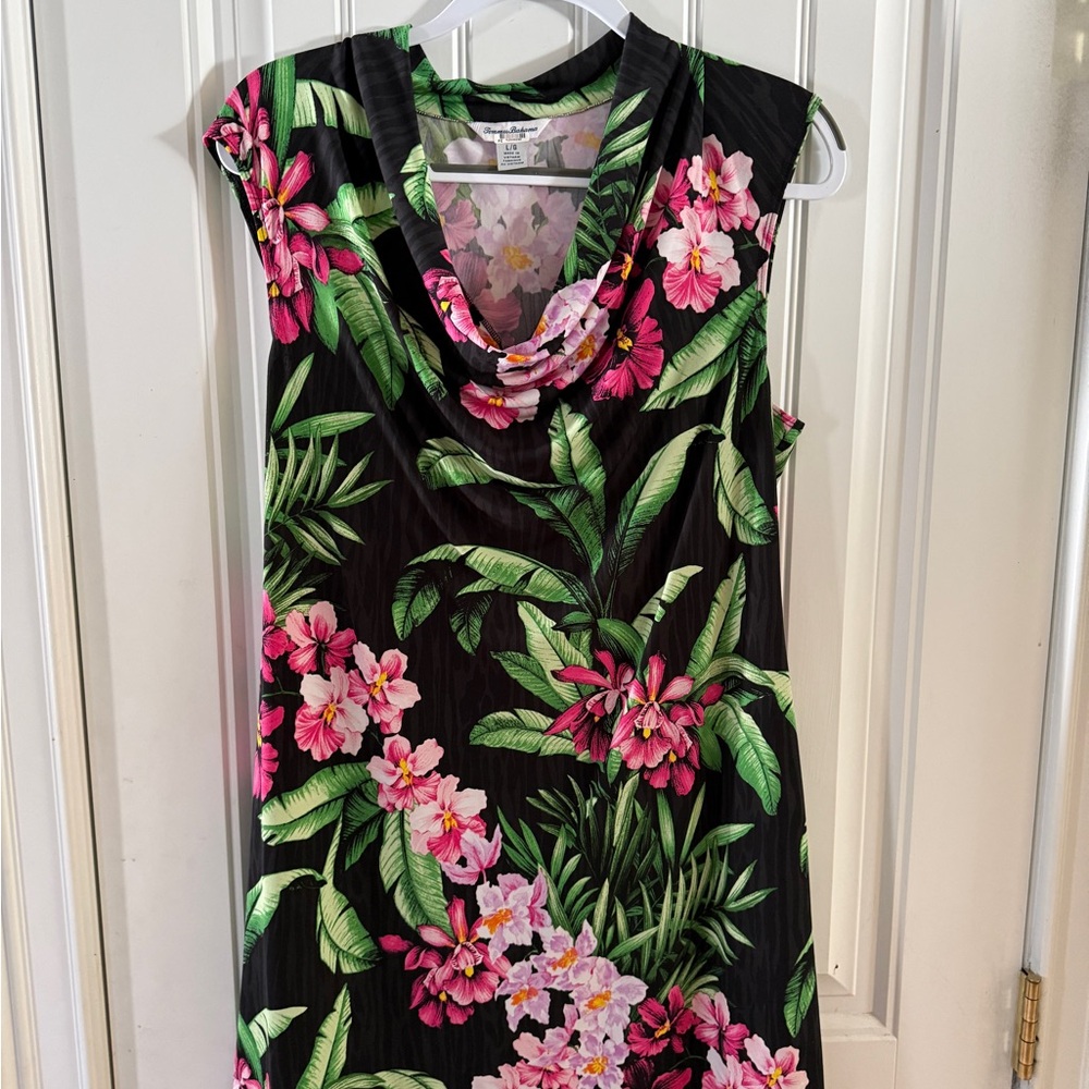 Tommy Bahama Green and Black Floral Dress
